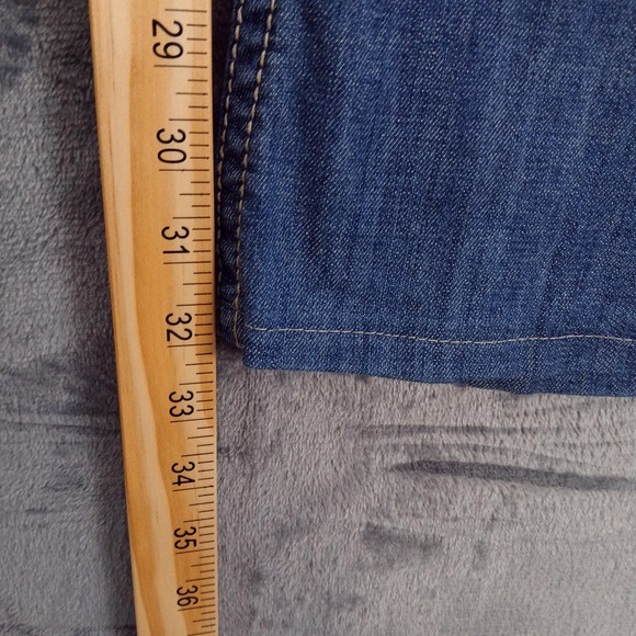 Ten25 Premium Jeans Womens 33x32x9 Blue Distressed Rhinestone Crown Back Pockets - Picture 4 of 13